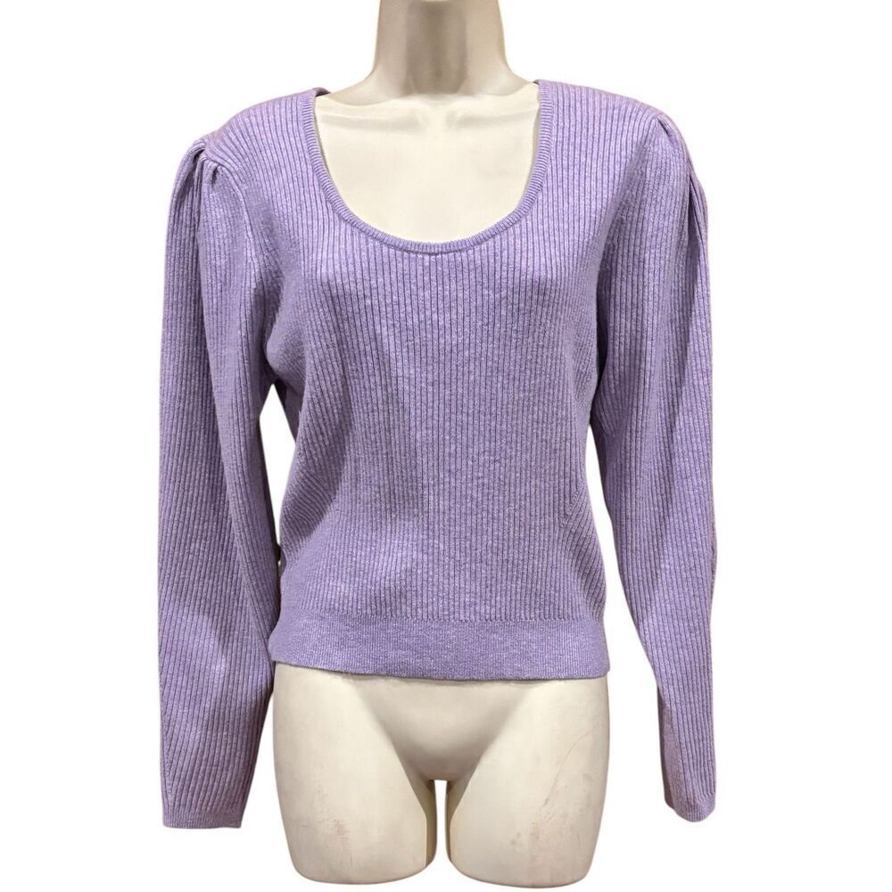 The Westside Kaia Light Purple Ribbed Scoop Neck Wool & Cashmere Sweater NWT Siz